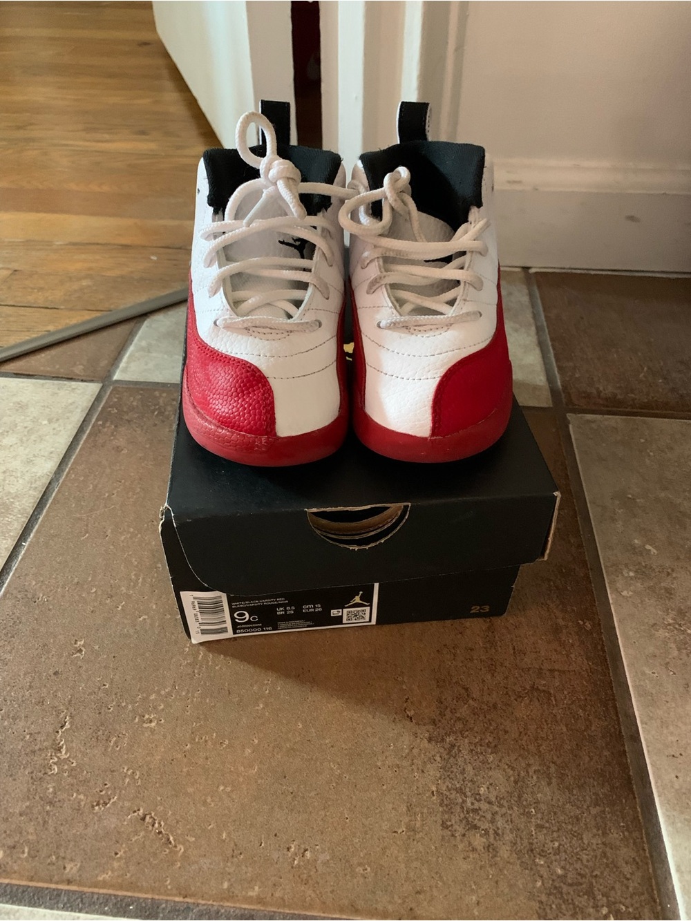 Jordan Kids White and Red High-Top Sneakers